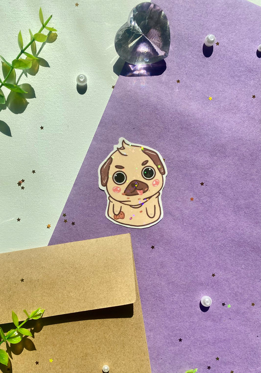 Holographic Chubby Pug Sticker