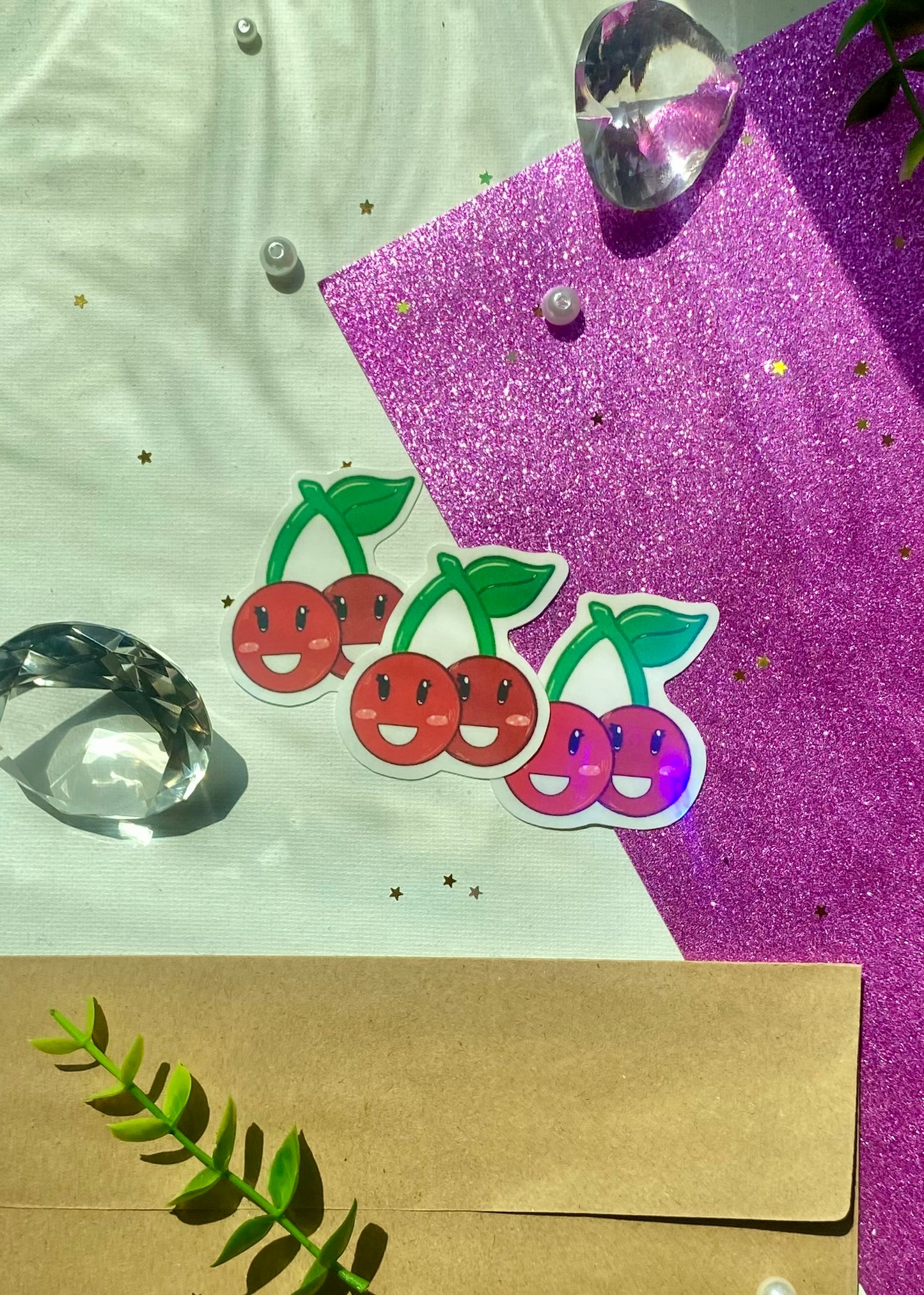Holographic Happy Cherry Sticker