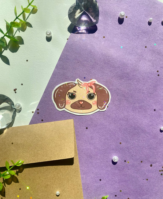 Holographic Girl Pug Sticker