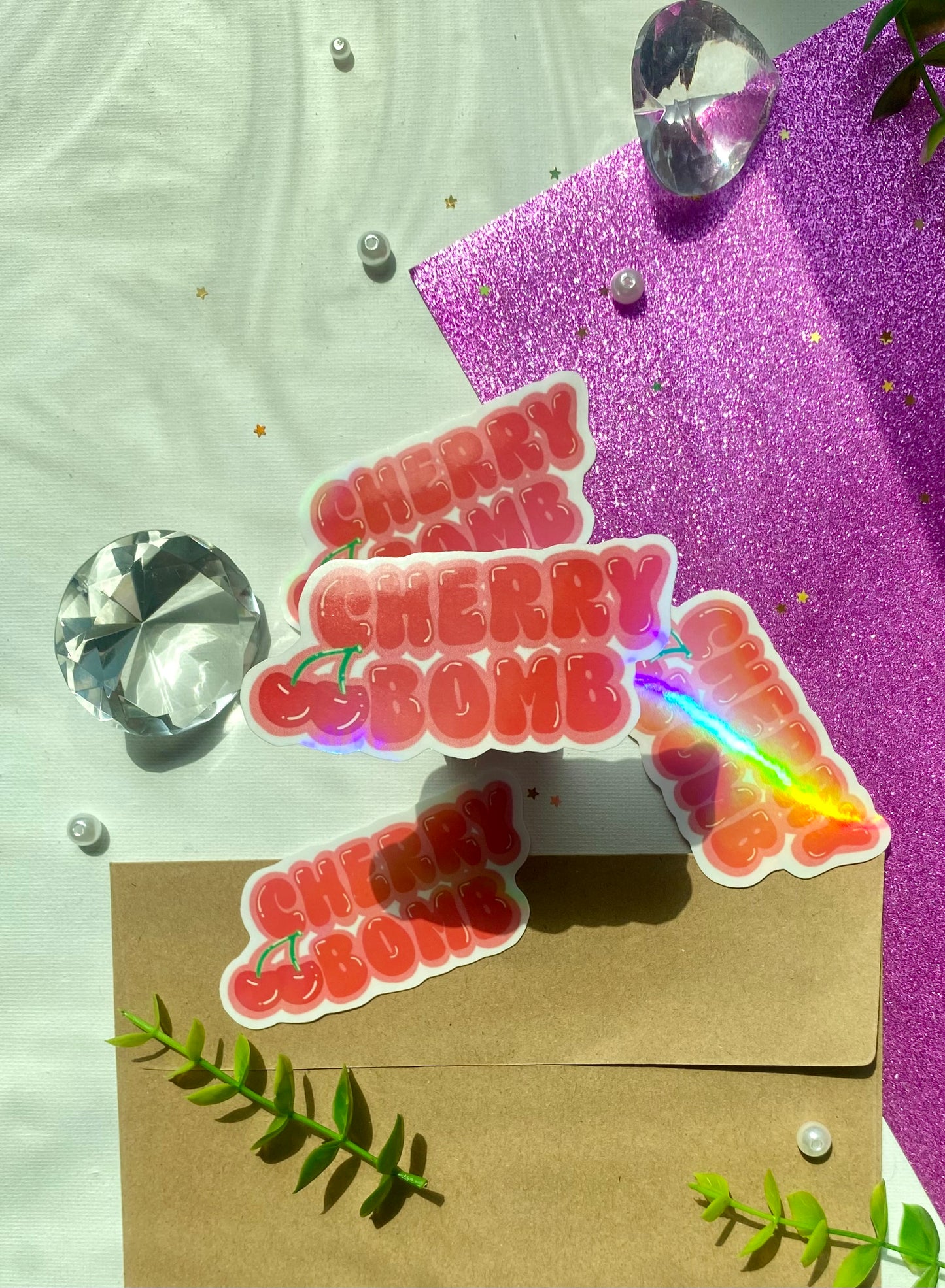Holographic Cherry Bomb Sticker