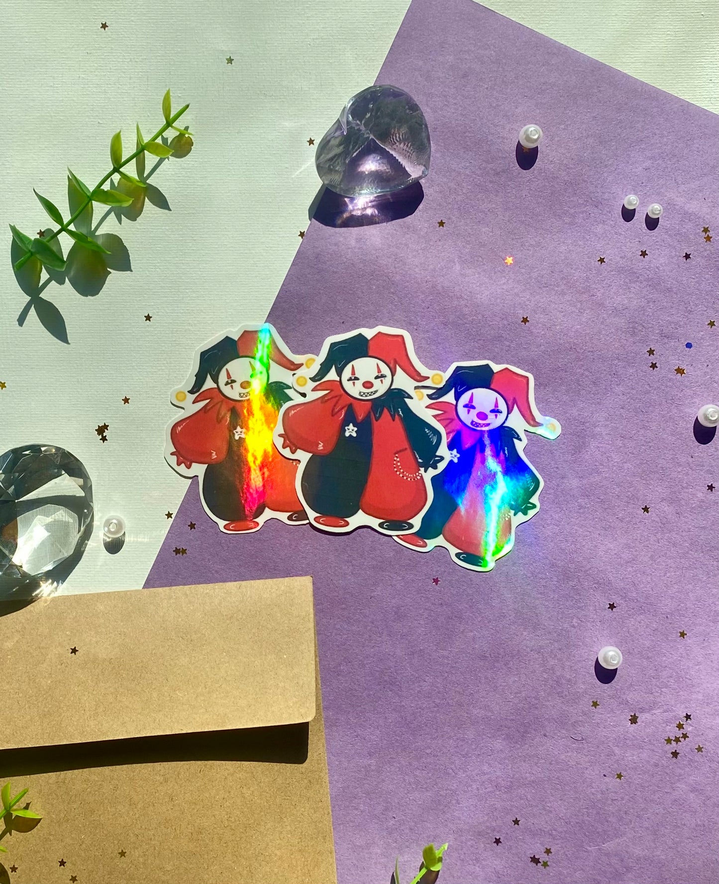 Holographic Clown Stickers