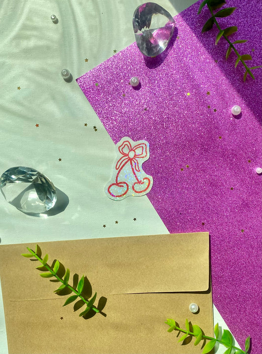 Holographic OG Cherry Bow Sticker