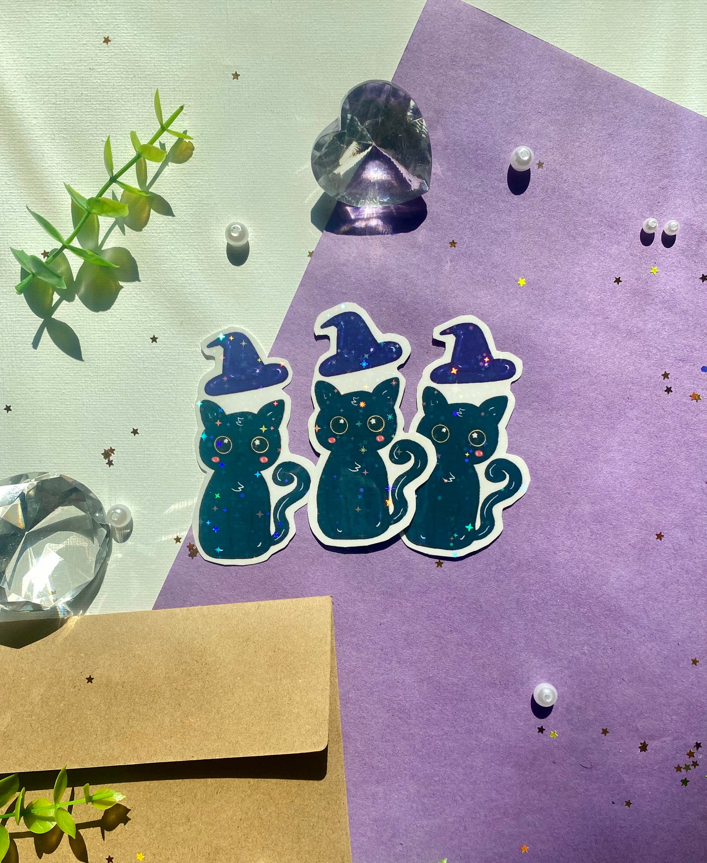 Holographic Witch Cat Sticker