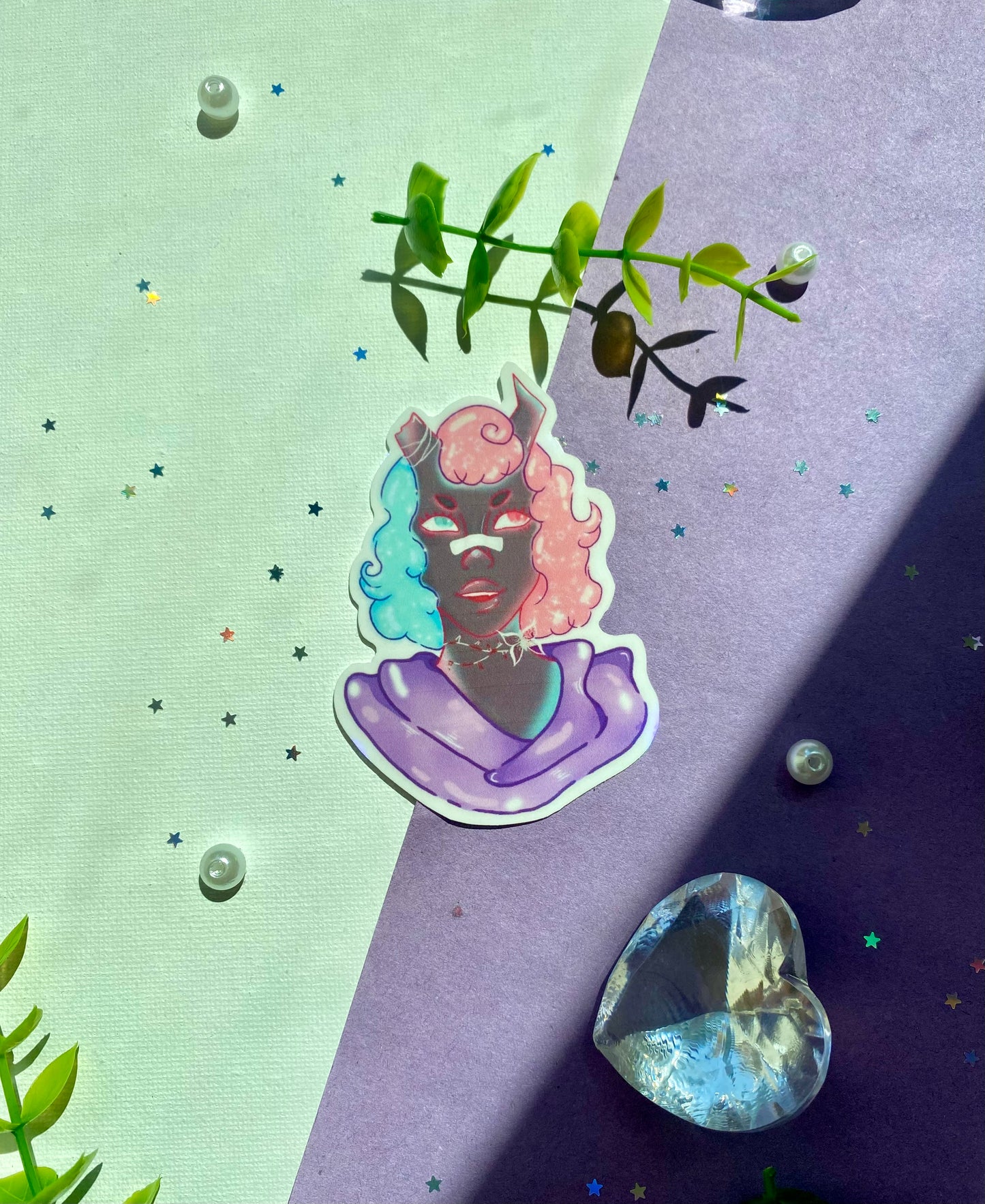 Holographic Cotton Candy Demon Sticker