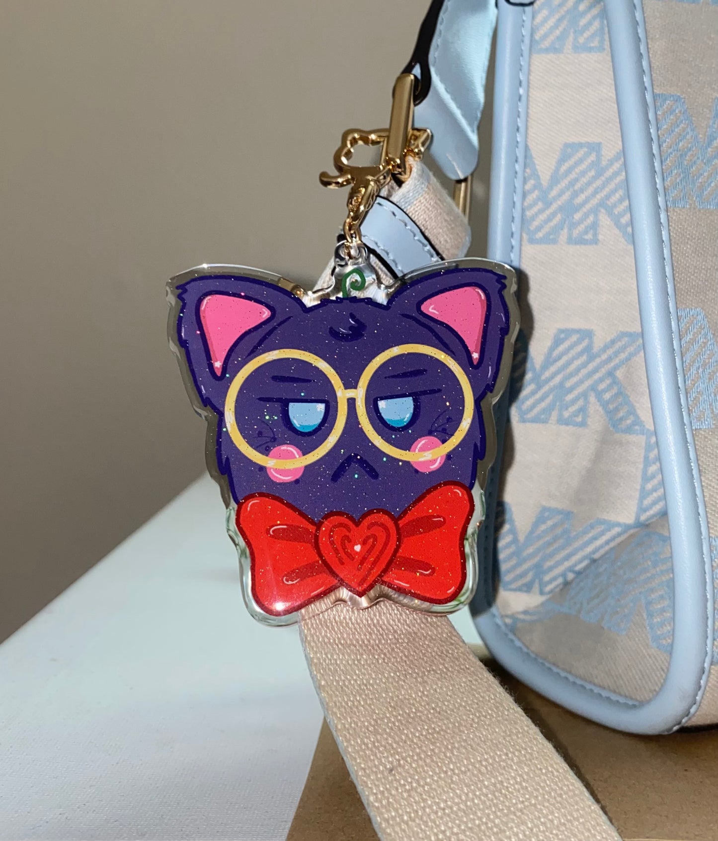 Grumpy Cat Glitter Acrylic Keychain