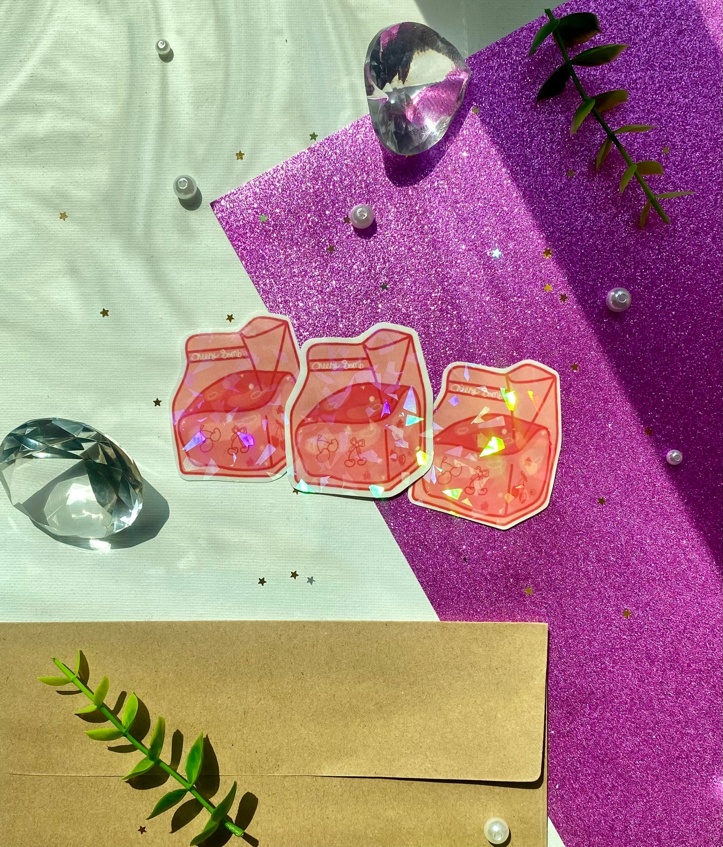 Holographic Cherry Juice Sticker