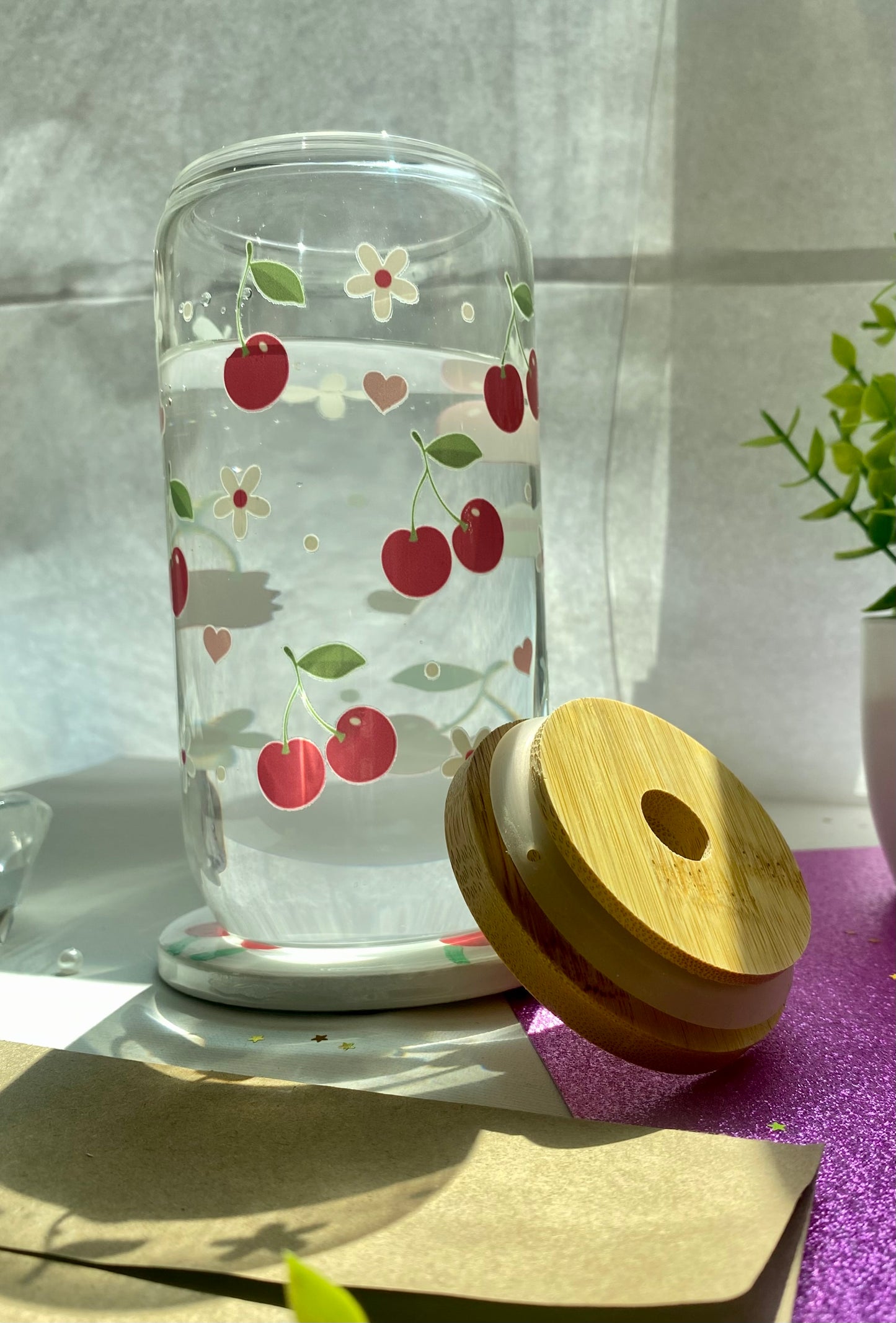 16 oz Cherry Glass Cup