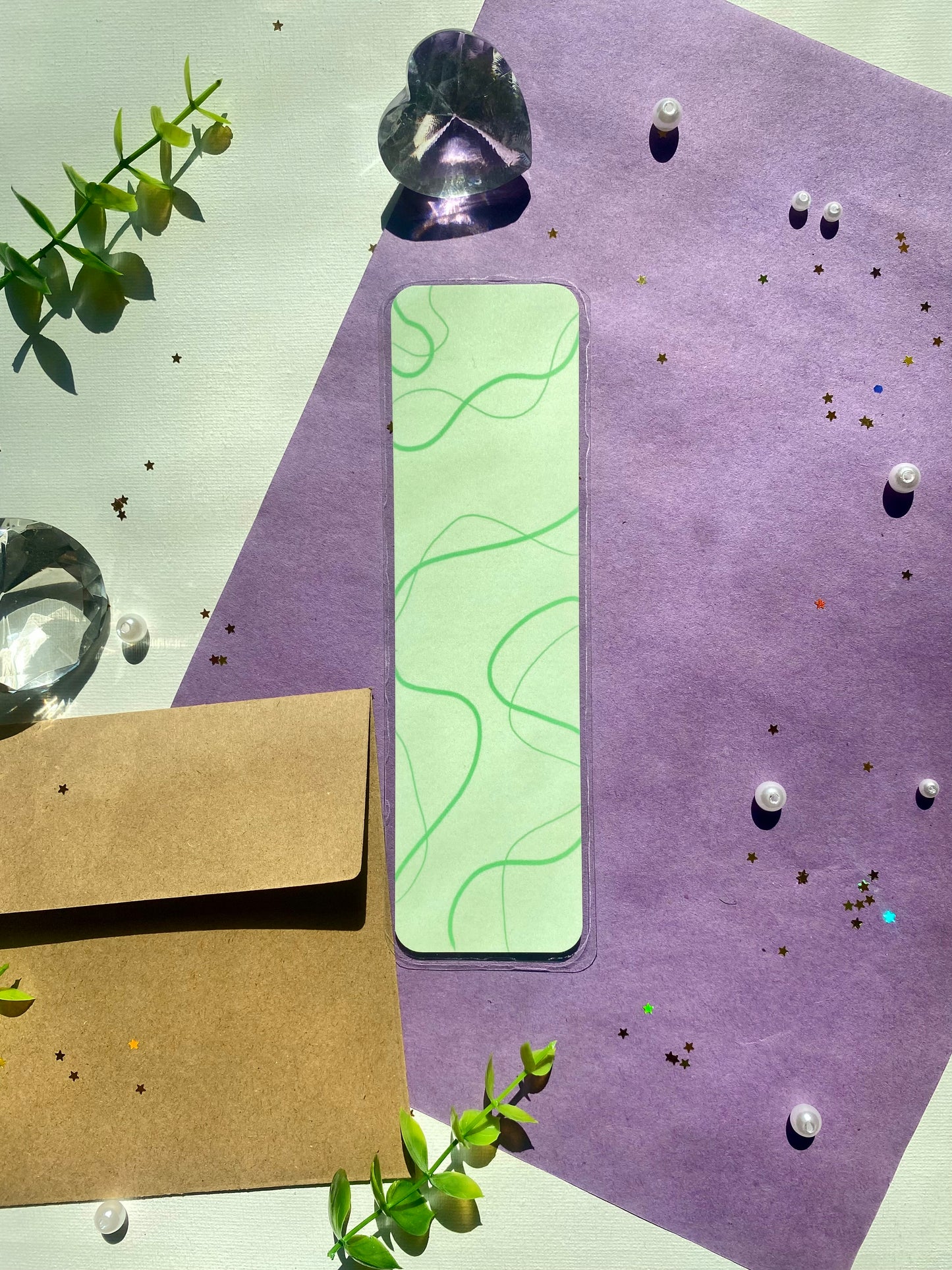 Laminated Modern Green Bookmark
